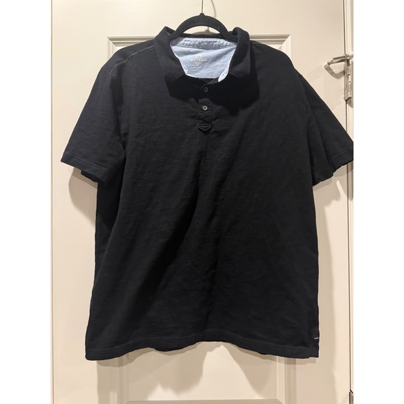 Minerals Other - Minerals Mens XL Black Short‎ Sleeve Polo Shirt 100% Cotton Slub Casual Top